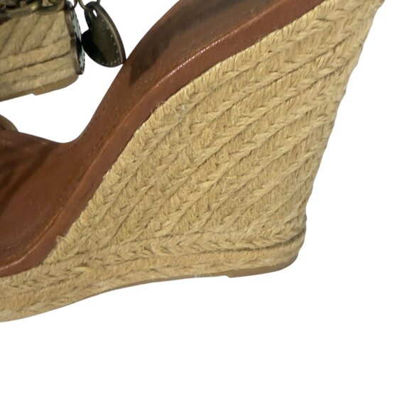 Burberry Tan Check Hearts Espadrille Wedges Sandals Shoes Size 9 - Picture 4 of 11